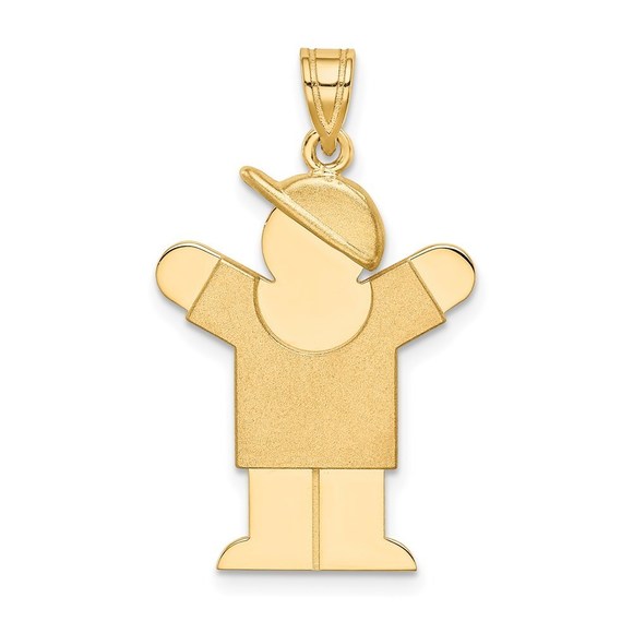 Million Charms 14k Yellow Gold Solid Engravable Boy with Hat on Right Charm